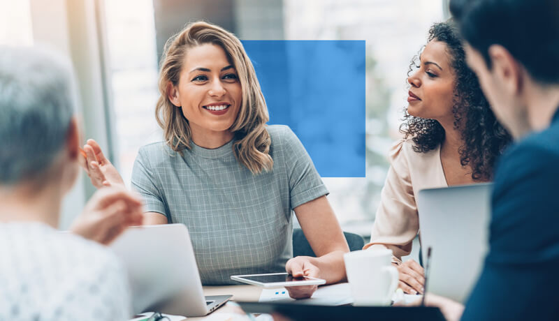 Two people talking about buying and selling